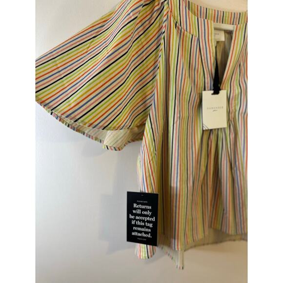 NWT Tuckernuck Pomander Place Rainbow Stripe Finley Flutter Sleeve Top Large - Picture 5 of 8